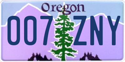 OR license plate 007ZNY