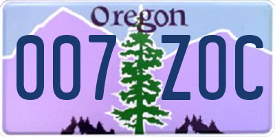 OR license plate 007ZOC