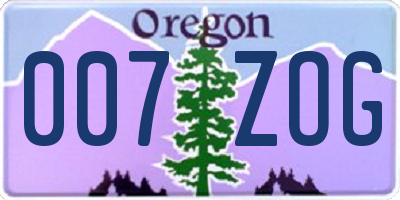 OR license plate 007ZOG