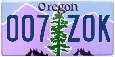OR license plate 007ZOK