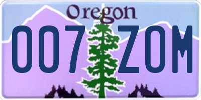 OR license plate 007ZOM