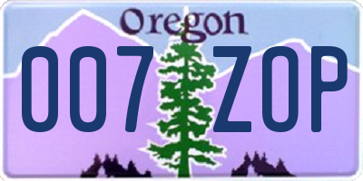 OR license plate 007ZOP