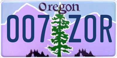 OR license plate 007ZOR