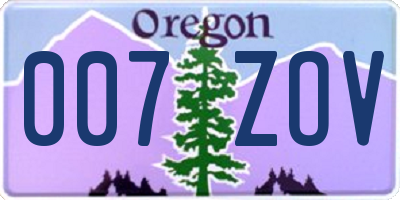 OR license plate 007ZOV