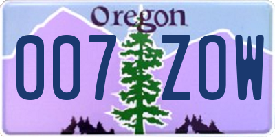OR license plate 007ZOW