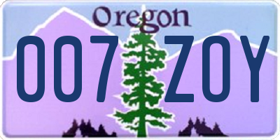 OR license plate 007ZOY