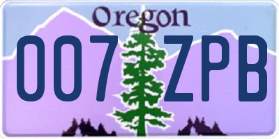 OR license plate 007ZPB