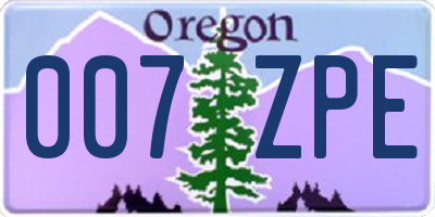 OR license plate 007ZPE