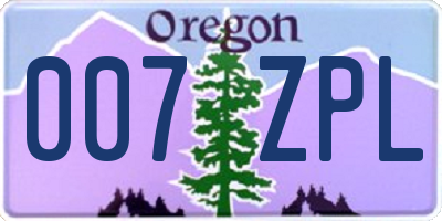 OR license plate 007ZPL