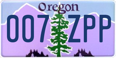 OR license plate 007ZPP