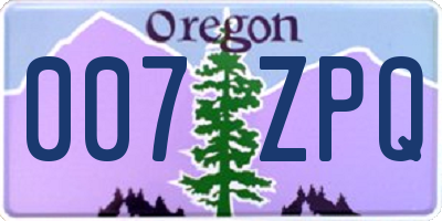 OR license plate 007ZPQ