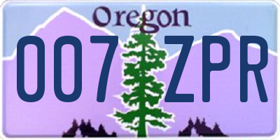 OR license plate 007ZPR