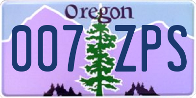 OR license plate 007ZPS