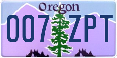 OR license plate 007ZPT