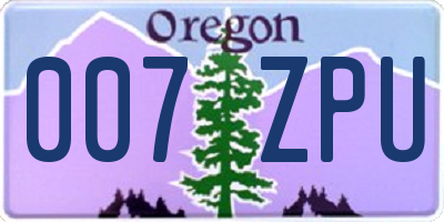 OR license plate 007ZPU