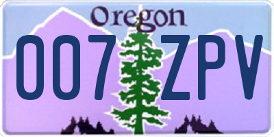 OR license plate 007ZPV