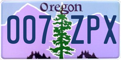 OR license plate 007ZPX