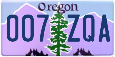 OR license plate 007ZQA