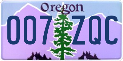 OR license plate 007ZQC
