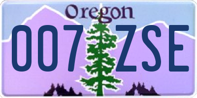 OR license plate 007ZSE
