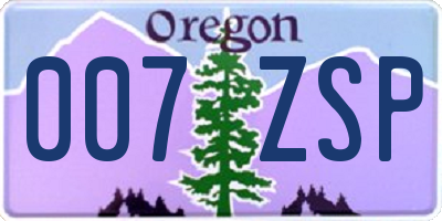 OR license plate 007ZSP
