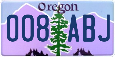 OR license plate 008ABJ