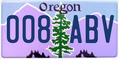OR license plate 008ABV
