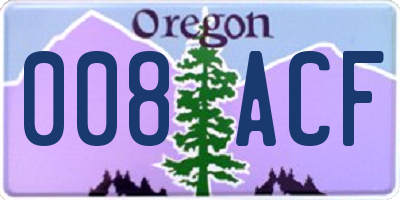 OR license plate 008ACF