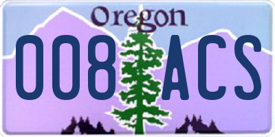OR license plate 008ACS