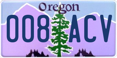 OR license plate 008ACV
