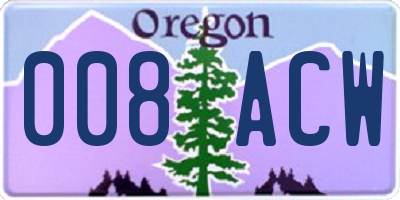 OR license plate 008ACW