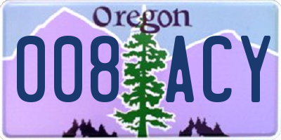 OR license plate 008ACY
