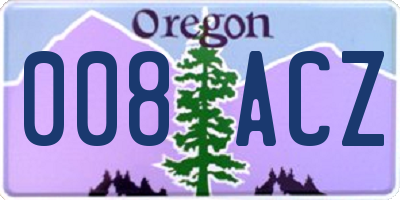 OR license plate 008ACZ