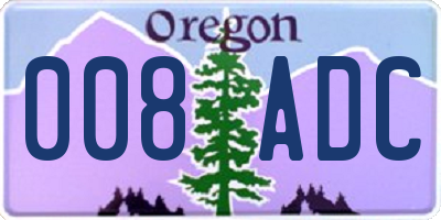 OR license plate 008ADC
