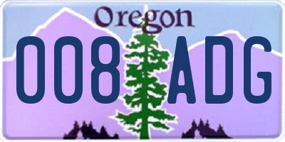 OR license plate 008ADG
