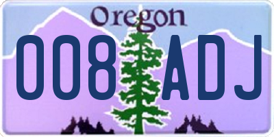 OR license plate 008ADJ