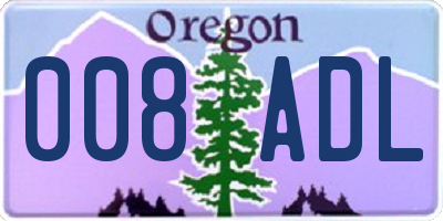 OR license plate 008ADL