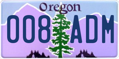 OR license plate 008ADM