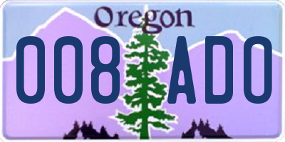 OR license plate 008ADO