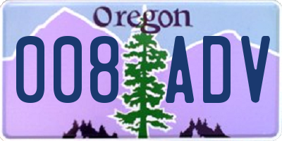 OR license plate 008ADV