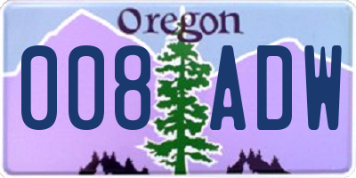 OR license plate 008ADW