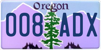 OR license plate 008ADX