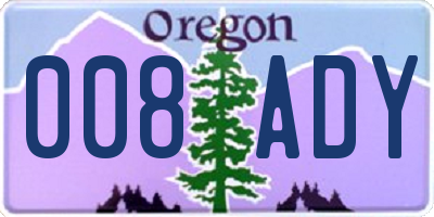 OR license plate 008ADY
