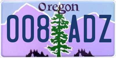 OR license plate 008ADZ