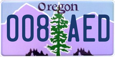 OR license plate 008AED