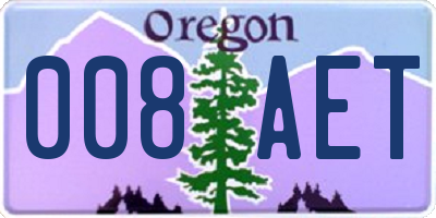 OR license plate 008AET