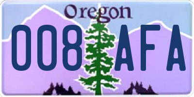 OR license plate 008AFA