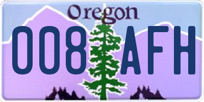 OR license plate 008AFH