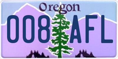 OR license plate 008AFL