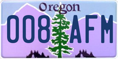 OR license plate 008AFM